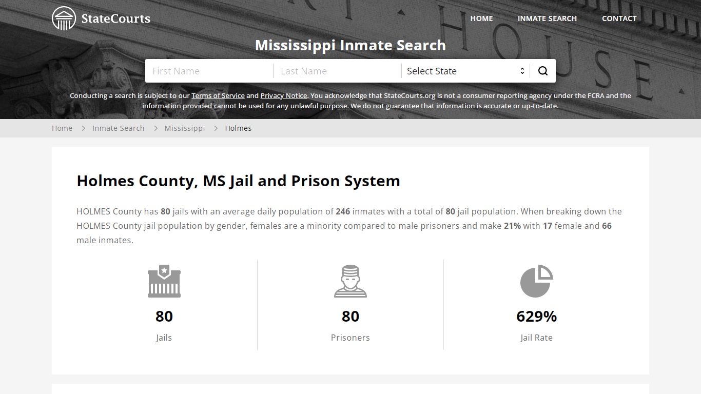 Holmes County, MS Inmate Search - StateCourts